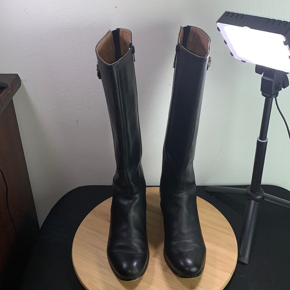 Corso Como Women's 'Francine' Leather Boots (Size 7) Buckle Accents Tall Riding